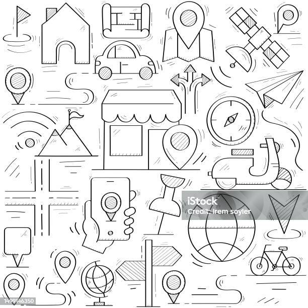 Location Background Pattern Hand Drawn Location Pattern Background Vector Design Stock Illustration ...