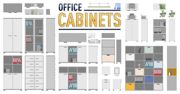 Vector illustration of Office Cabinets Set