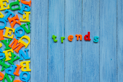 Colorful Trends word on wooden