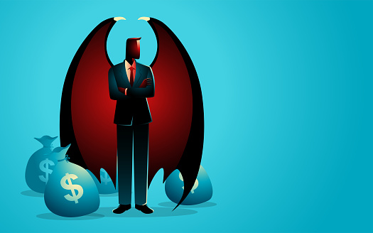Illustration of a devil as a businessman, vector illustration