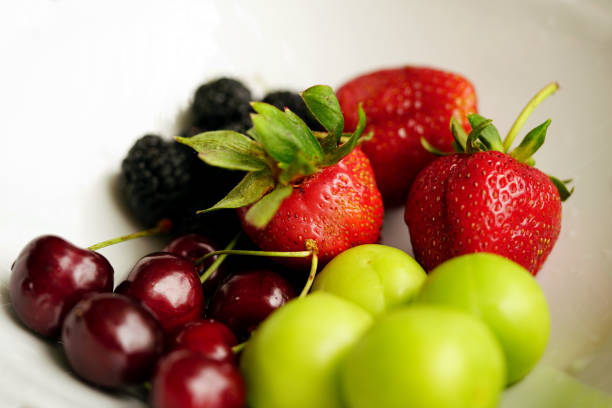 plum, cherry, strawberry, black mulberry, fruit