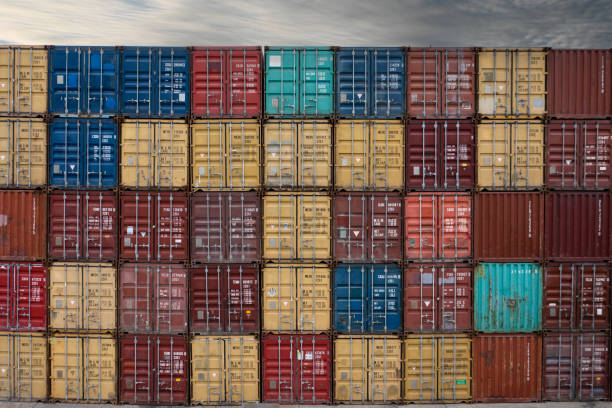 istock Stack of colorful cargo containers at the dock 1499152632