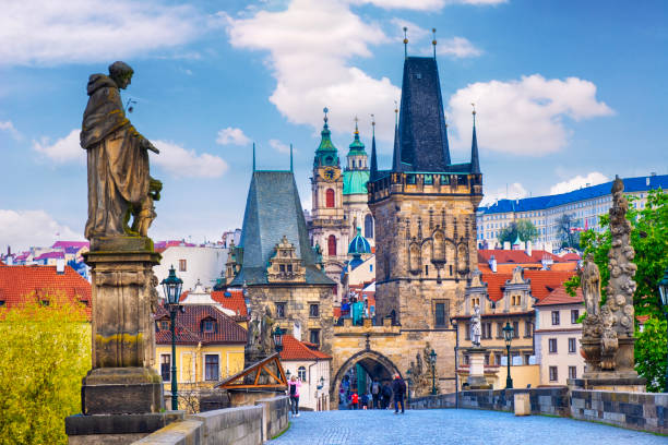 카렐교 - prague czech republic charles bridge famous place 뉴스 사진 이미지