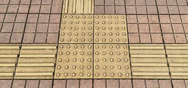 Braille blocks on sidewalks in Japan
