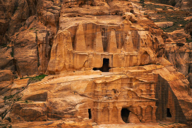 Cave dwellings in the Rose City of Petra, Jordan. The city of Petra was lost for over 1000 years but is now one of the new Seven Wonders of the World.