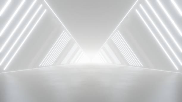 istock 3d rendering of white abstract sci-fi tunnel, Futuristic spaceship corridor. 1499162856