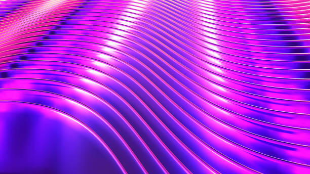 istock Purple metal background, 3d stripes wavy pattern, elegant abstract metallic wallpaper. 1499167355