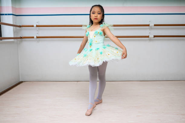 Young asian girl posing as a ballerina stock photo