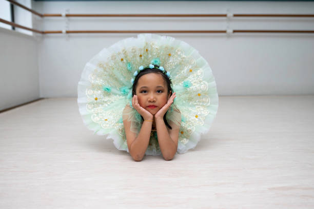 Young asian girl posing as a ballerina stock photo