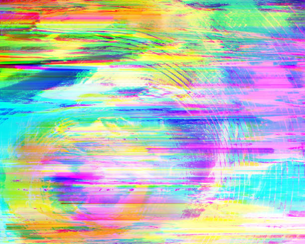 istock Glitch art, data error. Abstract background with colorful chromatic aberration. 1499171136