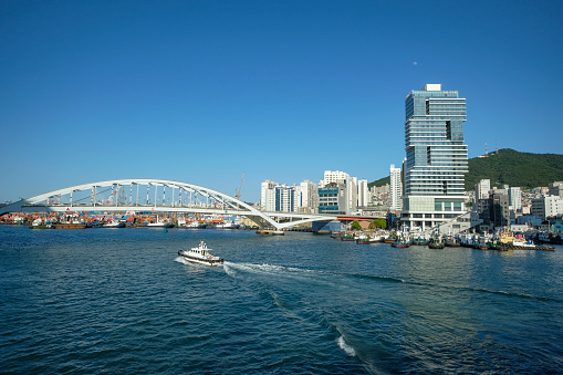 Busan, South Korea - June 1, 2023: Views of the Busan bridge in Busan, South Korea.