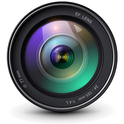 camera photo lens, 3d icon realistic illustration.