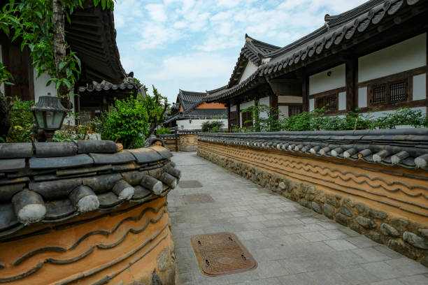 Jeonju, South Korea - June 5, 2023: View of Jeonju Hanok Village in South Korea.