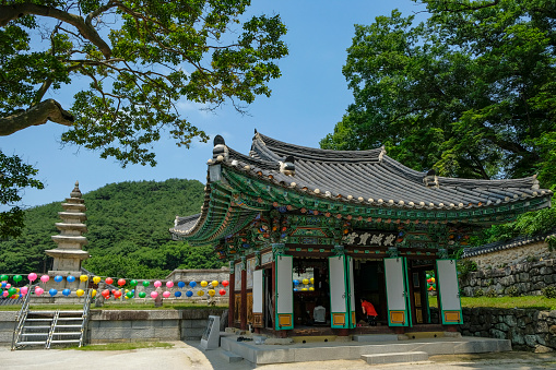 Gimjesi, South Korea - June 6, 2023: Geumsansa Temple is a Buddhist temple located in Moaksan Provincial Park in Gimjesi, South Korea.