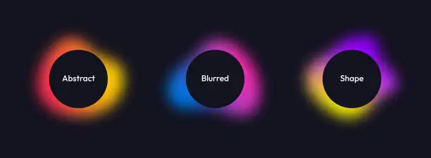 Vector illustration of Abstract blurred shapes. Blurred liquid shapes in gradient vibrant colors. Glowing round shapes with blurred edges