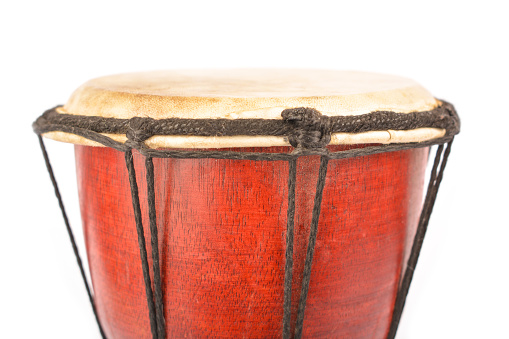 Man's hand playing conga drums, Close-up