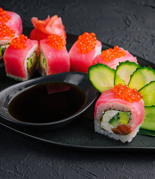 istock Sushi roll Maguro with tuna and red caviar 1499194674