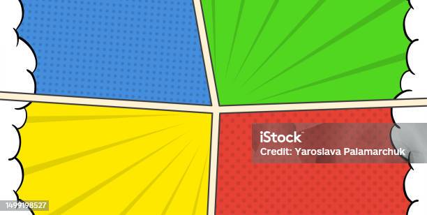 Solid Color Comic Background Vector Abstract Comic Page Color Comic Background With Clouds And ...