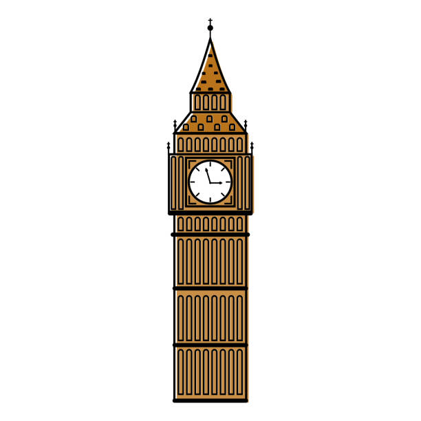 иллюстрация башни биг бен на простом фоне - big ben isolated london england england stock illustrations