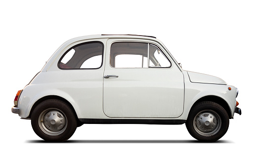 Fiat 500\nClassic italian car\nIsolated on white