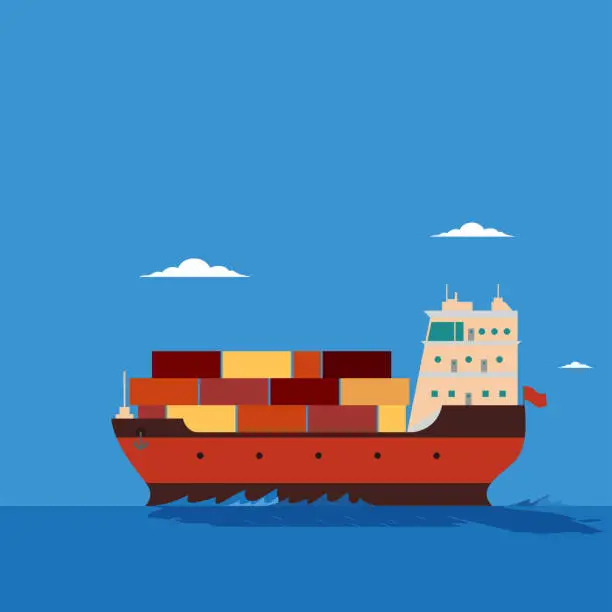 Vector illustration of Container Cargo Ship Logistics