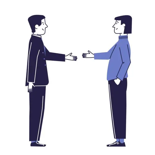 Vector illustration of People shaking hands. Greeting, agreement, communication between people.