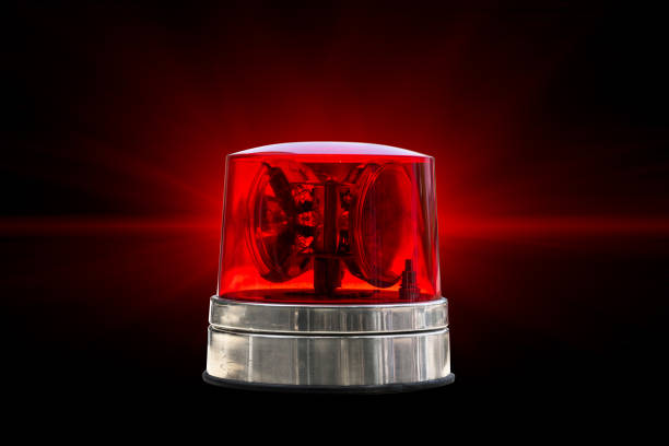 alerte lumineuse d’urgence de couleur rouge alarme de police de véhicule sirène buzzer isolé avec chemin de clipping. - turn signal photos et images de collection