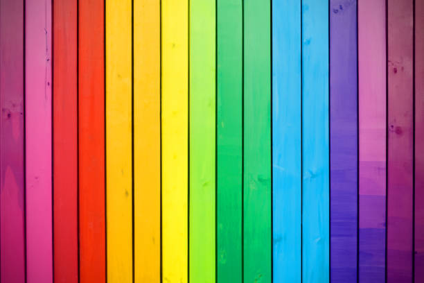 Rainbow wooden panel multi colors  for pride month LGBT advertising background.