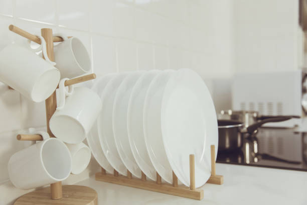 istock Kitchenware ceramic dishware managed row of clean new dish and cups Kitchen. 1499212879
