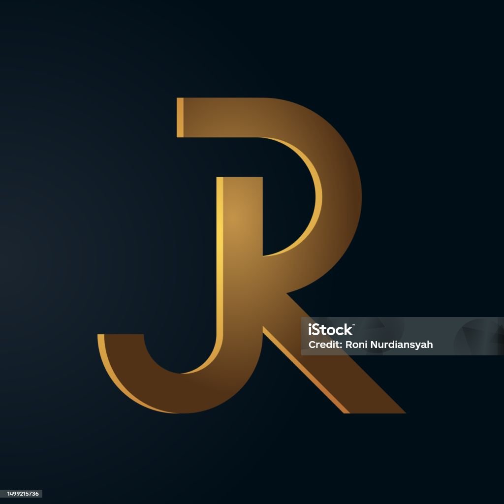 Jr Initial Simple 3d Gold Initial Alphabet Jr Logo Letter Template Stock Illustration ...