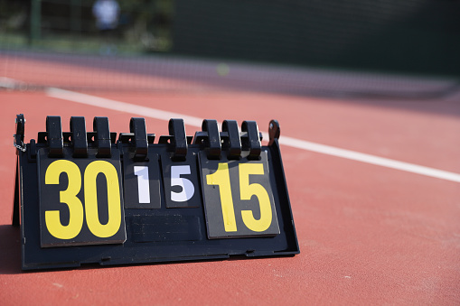 Scoreboard and scoring method on tennis court