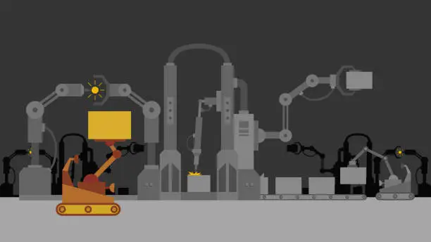 Vector illustration of Smart industry and innovative manufacturing