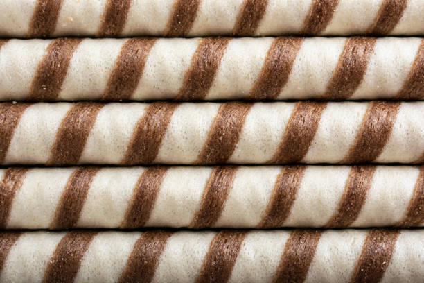 istock Striped wafer rolls filled with chocolate 1499219223