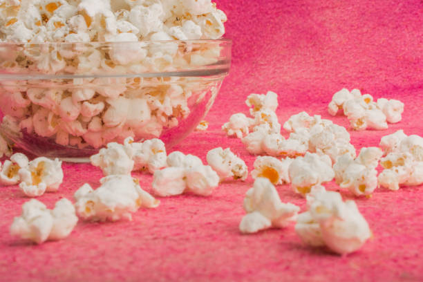 istock popcorn in a glass plate, on a pink background 1499226233