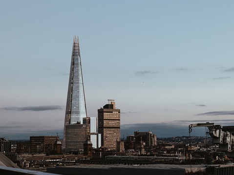 An aerial view of the Shard, a tower located in London, England