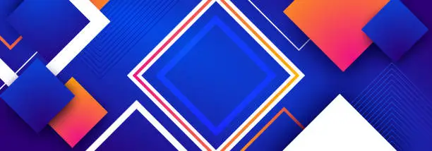 Vector illustration of Modern blue gradient geometric square shape abstract background design for your business