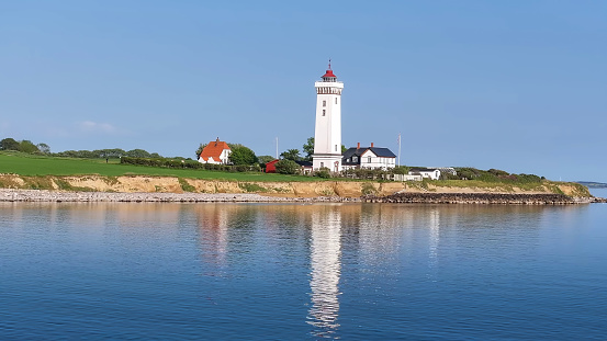 19-June-2023, Lindhovedvej, Denmark : The Helnæs Lighthouse (Helnaes)