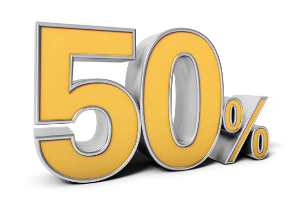 istock 50% 3d isolated on white Background. Percentage, sale Concept. 3D rendering. 1499243724