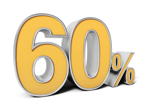 istock 60% isolated on white Background. Percentage, sale Concept. 3D rendering. 1499243740