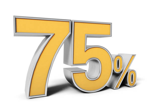 istock 75% icon.  isolated on white Background. Percentage, sale Concept. 3D illustration 1499243748