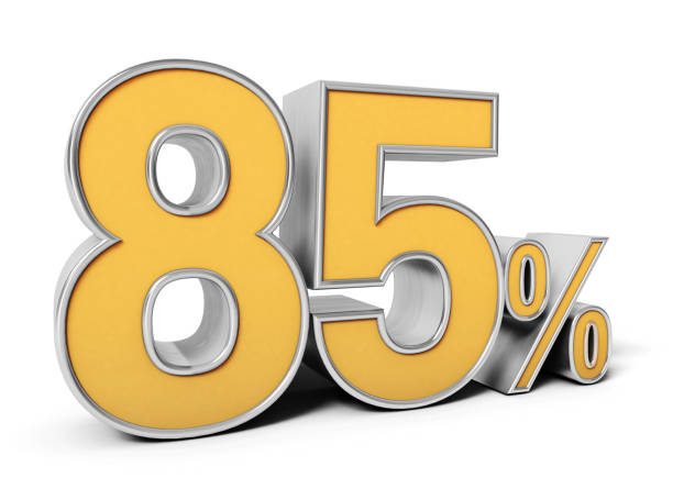 istock 85% 3d. Eighty five percent 3d isolated on white Background. Percentage, sale Concept. 1499243770