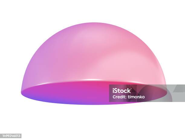 Semisphere 3d Object Semisphere Metal Geometric Shape Realistic Glossy Pink And ...