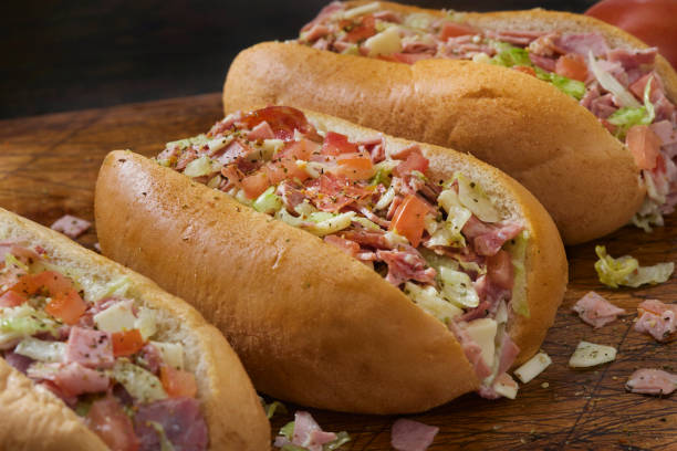The Viral Chopped Italian Sub Sandwich stock photo