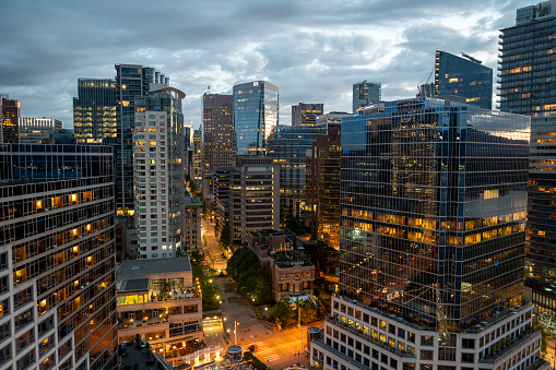 Vancouver cityscape at twilight. Largest cities in Canada.