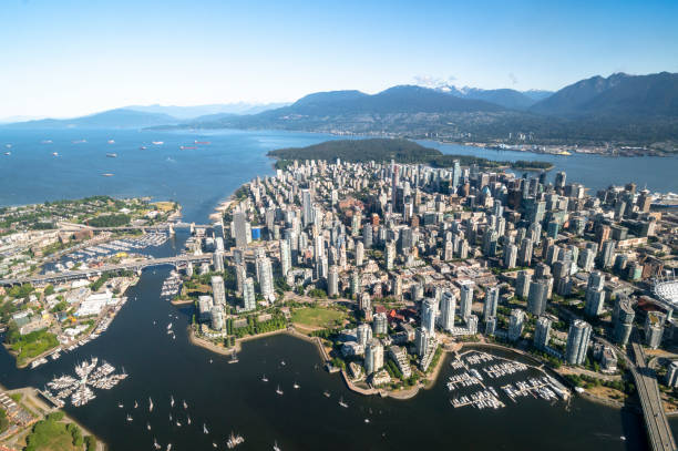 Seaplane view of Vancouver, BC. Largest cities in Canada.