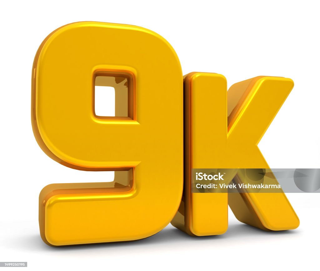 Golden 9k Isolated On White Background 9k 3d Thank You For 9k Followers