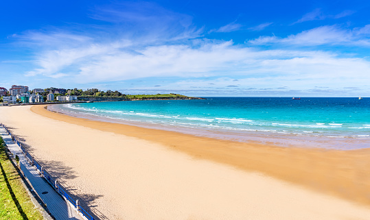 Playa El Sardinero beach in Santander city beautiful Cantabria shore in Northern Spain