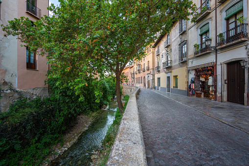 Famous Carrera del Darro Street - Granada, Andalusia, Spain