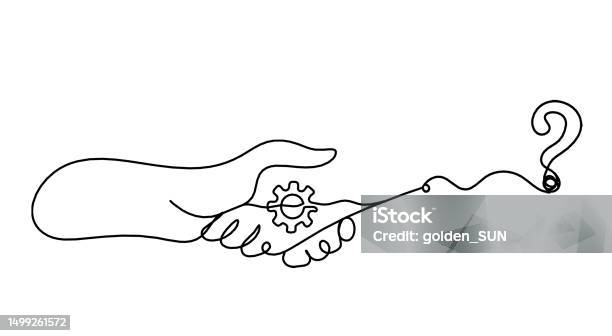 Handshake Question Abstract Handshake And Question Mark As Line Drawing On White Stock ...