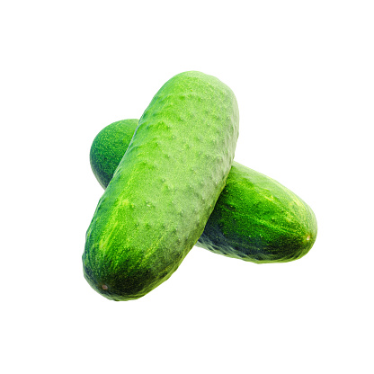 This is a 3D render product show of two cucumbers isolated on white background